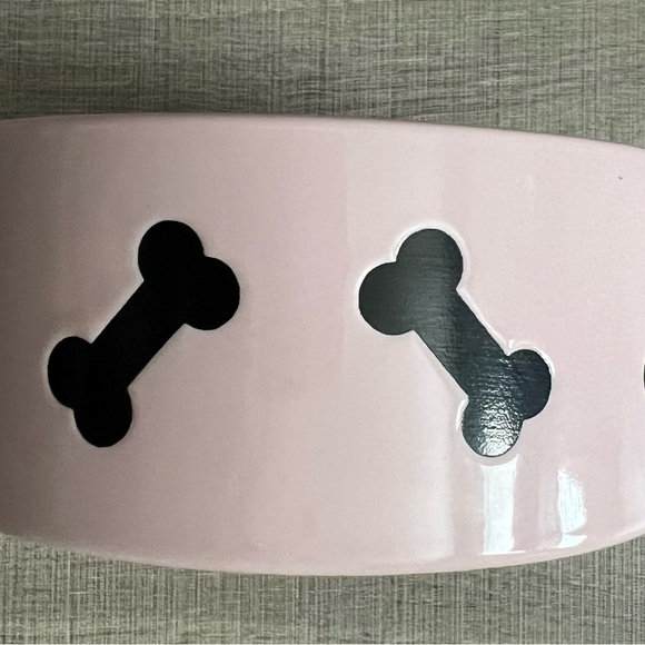 Pink Dog Bowl with Black Bone Design - Picture 5 of 7